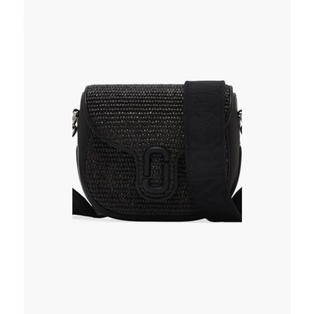 Marc Jacobs Black Raffia Crossbody Saddle Bag NWT
